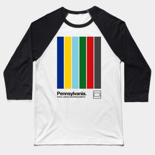 Pennsylvania // Original Flag Aesthetic Colors Design Baseball T-Shirt